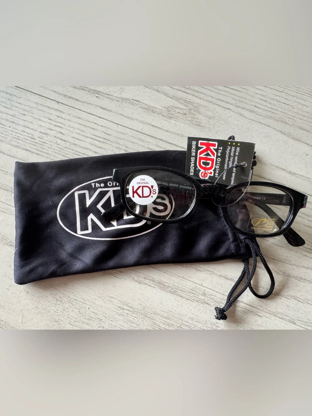 Original KD’s Black Biker Shades with Soft Pouch